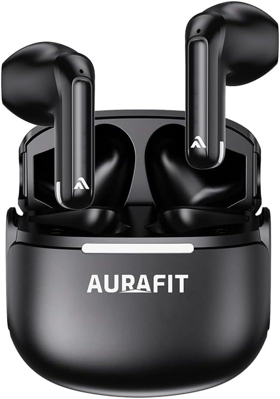 51acy07WAwL._AC_SL1000_.jpg Fone de Ouvido Bluetooth 5.4 AURAFIT, headphone Verdadeiramente Sem Fio, | Até 40 Horas de Bateria, Ultraleves e com Design Ergonômico,preto - Imagem 1