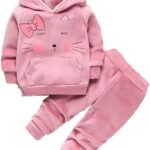 Conjunto de roupas macias e quentes para bebês meninas outono inverno + calça de veludo, 2 peças