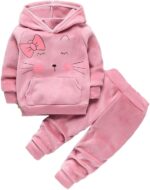 Conjunto de roupas macias e quentes para bebês meninas outono inverno + calça de veludo, 2 peças