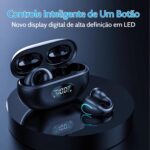 Fone de Ouvido Condução Ossea Bluetooth 5.3, Estéreo Hi-Fi, Longa Autonomia, Estojo com Display LED, Controle por Toque, Fone Esportivo Abertos com Clip para Corrida, Atividades ao ar livre - Imagem 3