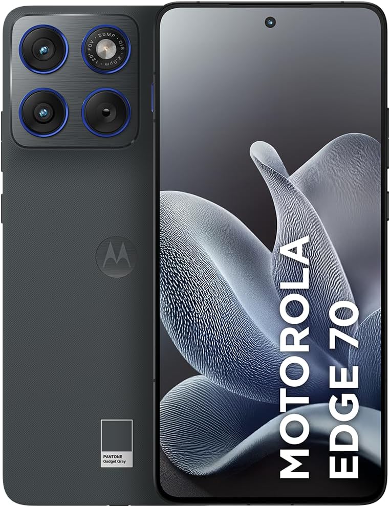 615ojDU7zSL._AC_SL1200_.jpg Smartphone Motorola Edge 70 5G - 512GB 24GB (12GB RAM + 12GB RAM Boost), Ultrafino, 3 cameras 50MP, Tela 1.5K extreme Amoled 120hz - Gadget Gray - Imagem 1