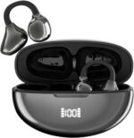 Fone de ouvido sem fio J235 com clipe, Bluetooth 5.3, tela sensível ao toque inteligente e assistente de IA, Indicador de bateria,Carregamento tipo C, gancho ajustável (cinza espacial)