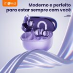 INAVA Fone de Ouvido de Nova Geração,Bluetooth 6.0,50h de Autonomia,À Prova d'Água IPX6,Microfone ENC,Conforto Leve para Esportes,Orelhas Pequenas e Óculos (Roxo) - Imagem 2