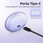 Fone de ouvido sem fio J235 com clipe, Bluetooth 5.3, tela sensível ao toque inteligente e assistente de IA, Indicador de bateria,Carregamento tipo C, gancho ajustável (cinza espacial) - Imagem 4