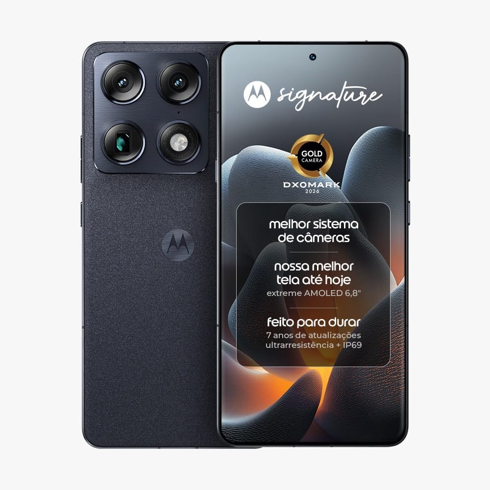 61JxiuR-pWL._AC_SL1000_.jpg Smartphone Motorola Signature 5G - 512GB 24GB (12GB RAM + 12GB RAM Boost), 3 cameras 50MP Sony Lytia e Zoom 100x, Tela 1.5K extreme Amoled 165hz - Preto - Imagem 1