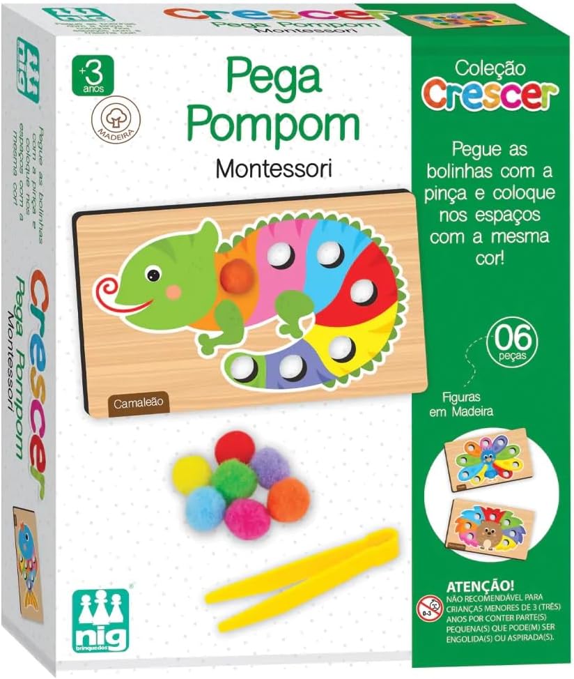 61LX0sTUK3L._AC_SL1040_.jpg Nig Brinquedos Jogo Educativo Madeira Crescer Pega Pompom - Imagem 1
