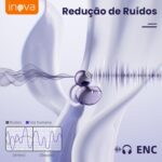 INAVA Fone de Ouvido de Nova Geração,Bluetooth 6.0,50h de Autonomia,À Prova d'Água IPX6,Microfone ENC,Conforto Leve para Esportes,Orelhas Pequenas e Óculos (Roxo) - Imagem 5