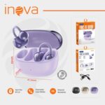 INAVA Fone de Ouvido de Nova Geração,Bluetooth 6.0,50h de Autonomia,À Prova d'Água IPX6,Microfone ENC,Conforto Leve para Esportes,Orelhas Pequenas e Óculos (Roxo) - Imagem 9