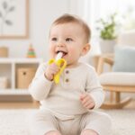 Bananinha Mordedor e Escova de Dentes 2 em 1 para Bebês de Silicone Macio Alívio da Dentição e Higiene Bucal Livre de BPA - Imagem 2