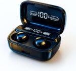 Fone Bluetooth M10 TWS 5.1 – Som Potente, Display LED, Estojo Power Bank, Toque Sensível, À Prova de Suor, Compatível com Android e iPhone – Preto