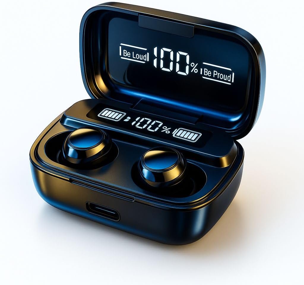 61ZW5J99s6L._AC_SL1024_.jpg Fone Bluetooth M10 TWS 5.1 – Som Potente, Display LED, Estojo Power Bank, Toque Sensível, À Prova de Suor, Compatível com Android e iPhone – Preto - Imagem 1