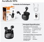 Fone de Ouvido Bluetooth 5.4 AURAFIT, headphone Verdadeiramente Sem Fio, | Até 40 Horas de Bateria, Ultraleves e com Design Ergonômico,preto - Imagem 8