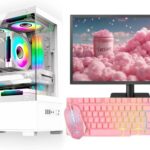 Computador CPU PC Gamer Completo Branco Intel Core i5 Memoria Ram 16GB SSD 240GB Monitor Kit Gamer Rosa