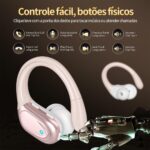 Fones de Ouvido Bluetooth Sem Fio, 80h de Bateria, Esportivos com Gancho, IPX5 à Prova d'Água, Graves Potentes, Cancelamento de Ruído, Compatível com iOS, Android e Bluetooth 5.3 (Ouro Rosa) - Imagem 6