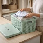 Kit 5 Caixas Organizadoras com Tampa Plástico Resistente Multiuso Armário Cozinha Lavanderia (VERDE) - Imagem 5