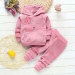 Conjunto de roupas macias e quentes para bebês meninas outono inverno + calça de veludo, 2 peças - Imagem 2