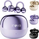 INAVA Fone de Ouvido de Nova Geração,Bluetooth 6.0,50h de Autonomia,À Prova d'Água IPX6,Microfone ENC,Conforto Leve para Esportes,Orelhas Pequenas e Óculos (Roxo)