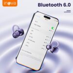 INAVA Fone de Ouvido de Nova Geração,Bluetooth 6.0,50h de Autonomia,À Prova d'Água IPX6,Microfone ENC,Conforto Leve para Esportes,Orelhas Pequenas e Óculos (Roxo) - Imagem 7