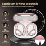 Fones de Ouvido Bluetooth Sem Fio, 80h de Bateria, Esportivos com Gancho, IPX5 à Prova d'Água, Graves Potentes, Cancelamento de Ruído, Compatível com iOS, Android e Bluetooth 5.3 (Ouro Rosa) - Imagem 2