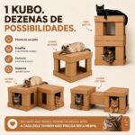 Casa para Gato com 2 Arranhadores e Rampa – Toca 2 em 1 Modelo Kubo com Almofada - Imagem 2