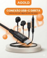 Fone de Ouvido Cabo Tipo C, Fone Com Entrada USB-C, Fone de Ouvido com Fio USB-C In-Ear com Microfone e Controle de Volume para Notebook, Computador e Celular, Ideal para Trabalho e Reuniões - Imagem 6