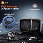 Basike Fone de Ouvido Sem Fio Esportivo BLuetooth 5.3 TWS，Tela LED Dupla, 3 Tamanhos Tampões Ouvido Intercambiáveis, Suporta chamadas de voz, adequadas para Android e IOS (Preto) - Imagem 5