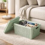 Kit 5 Caixas Organizadoras com Tampa Plástico Resistente Multiuso Armário Cozinha Lavanderia (VERDE) - Imagem 6