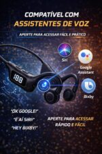 Fone de Ouvido Condução Óssea, Fone Bluetooth Por Vibração, Modelo Esportivo Com Display Digital, Entrada Cartão SD, Resistente a Água, Para Corrida, Academia, Bike, Treino, Compatível Android iOS - Imagem 7