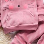 Conjunto de roupas macias e quentes para bebês meninas outono inverno + calça de veludo, 2 peças - Imagem 5