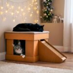 Casa para Gato com 2 Arranhadores e Rampa – Toca 2 em 1 Modelo Kubo com Almofada - Imagem 9