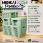 Kit 5 Caixas Organizadoras com Tampa Plástico Resistente Multiuso Armário Cozinha Lavanderia (VERDE) - Imagem 4