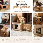 Casa para Gato com 2 Arranhadores e Rampa – Toca 2 em 1 Modelo Kubo com Almofada - Imagem 3