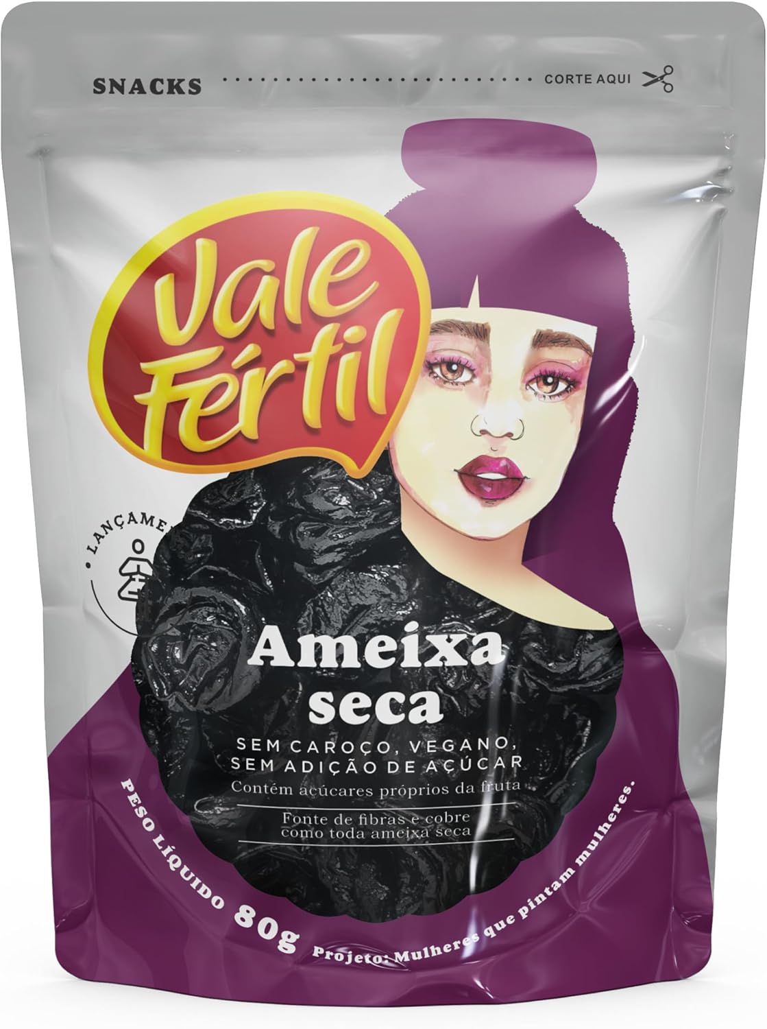71dXO5nKnNL._AC_SL1500_.jpg Ameixa seca sem semente Vale Fértil Sachê 80g - Imagem 1