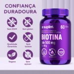 Biotina 45 mcg – Cápsulas Veganas para Cabelo, Pele e Unhas | Suplemento Vitamínico Natural | Sem Glúten, Sem OGM | 60 Cápsulas - Imagem 4