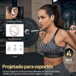 Fones de Ouvido Bluetooth Sem Fio, 80h de Bateria, Esportivos com Gancho, IPX5 à Prova d'Água, Graves Potentes, Cancelamento de Ruído, Compatível com iOS, Android e Bluetooth 5.3 (Ouro Rosa) - Imagem 5