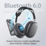 Fone de Ouvido Bluetooth 6.0, Over Ear com Redução de Ruído, Drivers 40mm, Microfone para Chamadas, Bateria até 90h, Entrada P2 e Cartão de Memória, Headphone Sem Fio - Premium - Imagem 4