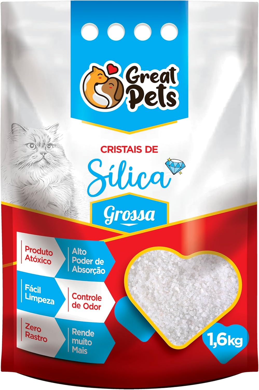 71mDLR5tsJL._AC_SL1500_.jpg Silica 1,6kg Great Pets para Gatos, 1,6kg - Imagem 1