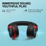 Headset Sem fio Kids HyperX Cloud Mini- Bluetooth com Bateria de até 25 Horas, Áudio até 85 dB Microfone Dobrável com Função Girar para Silenciar, Drivers de 30 mm, Preto (7G8F1AA) - Imagem 4