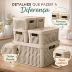 Kit 5 Caixas Organizadoras com Tampa Plástico Resistente Multiuso Armário Cozinha Lavanderia (VERDE) - Imagem 3