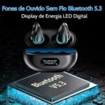 Fone de Ouvido Condução Ossea Bluetooth 5.3, Estéreo Hi-Fi, Longa Autonomia, Estojo com Display LED, Controle por Toque, Fone Esportivo Abertos com Clip para Corrida, Atividades ao ar livre - Imagem 4