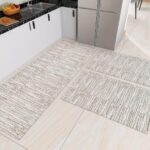 Tapete Kit de Cozinha Antiderrapante 3 Peças Mesclado Geométrico Conjunto Passadeira 1,30m x 45cm Capacho 65cm x 45cm Jogo Artesanal Cru Caramelo Preto (Riscato Caramelo) - Imagem 3