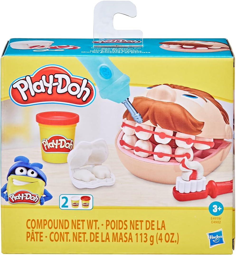 71v0IMRCGpL._AC_SL1500_.jpg Play-Doh, Massinha de Modelar Infantil, Brincando de Dentista - Conjunto de Brinquedo com Acessórios e 2 Potes - A partir de 3 Anos - Imagem 1