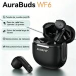 Fone de Ouvido Bluetooth 5.4 AURAFIT, headphone Verdadeiramente Sem Fio, | Até 40 Horas de Bateria, Ultraleves e com Design Ergonômico,preto - Imagem 2