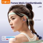 INAVA Fone de Ouvido de Nova Geração,Bluetooth 6.0,50h de Autonomia,À Prova d'Água IPX6,Microfone ENC,Conforto Leve para Esportes,Orelhas Pequenas e Óculos (Roxo) - Imagem 6